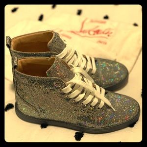 Christian Louboutin Silver Glitter Sneakers